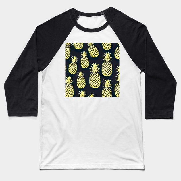 Golden pineapple pattern Baseball T-Shirt by artsyworldart